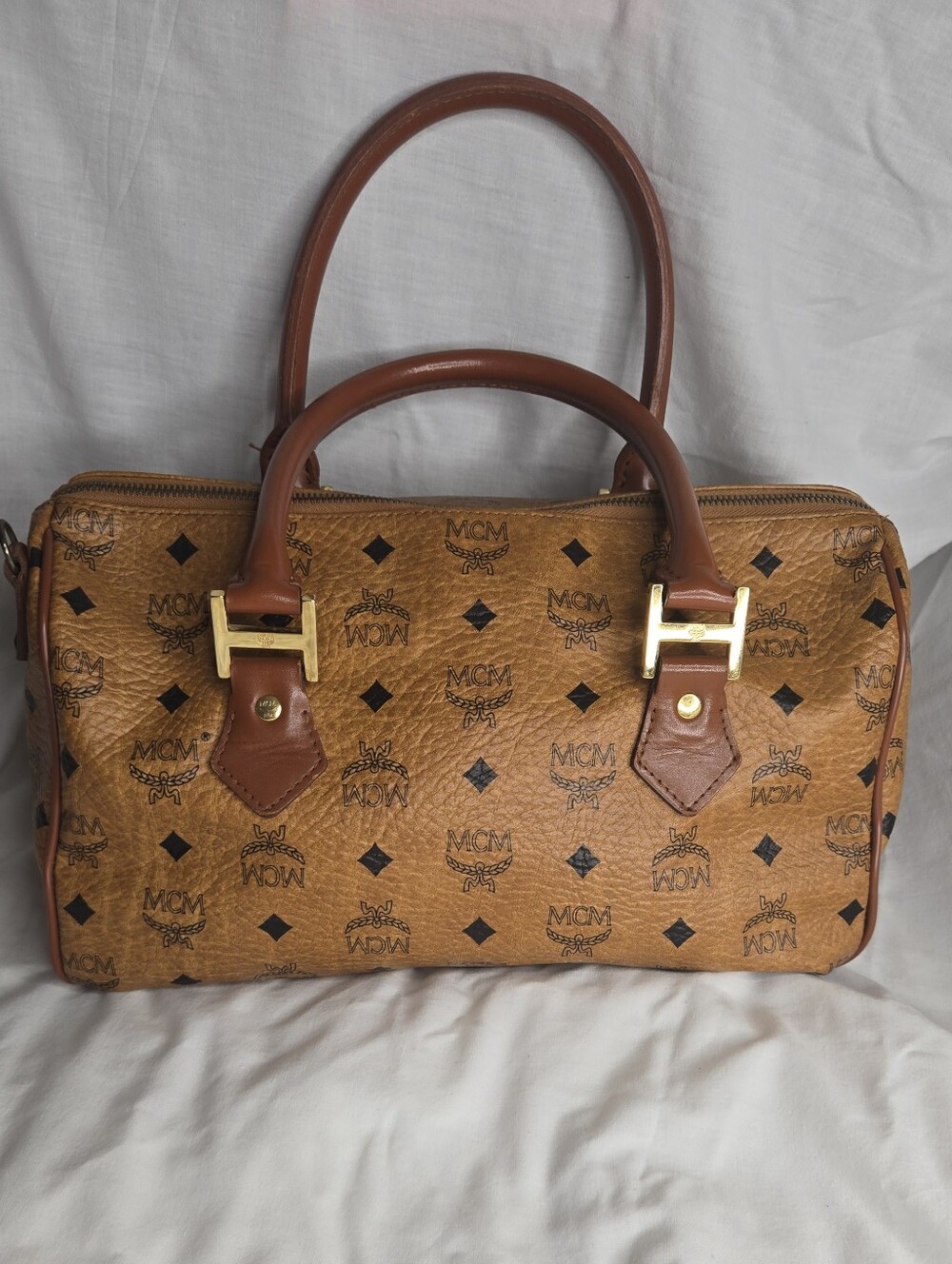 Mcm Visetos Cognac Boston Bag - Picture 5 of 16